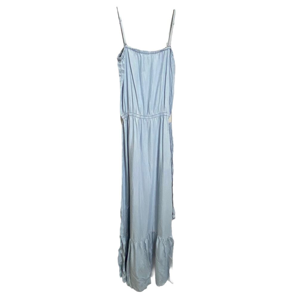 BB Dakota Womens Light Blue Chambray Sleeveless Ruffle Hem Maxi Dress Size S